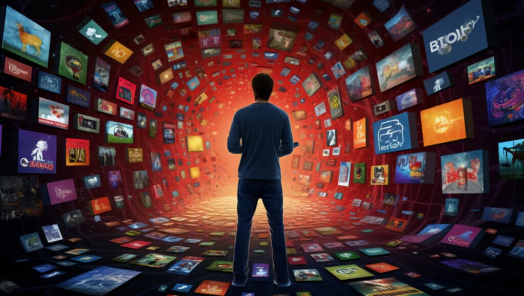 man standing in the middle surrounded by icons