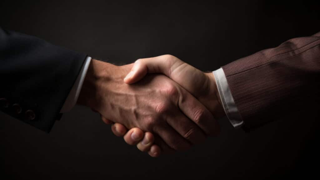 two people doing a handshake